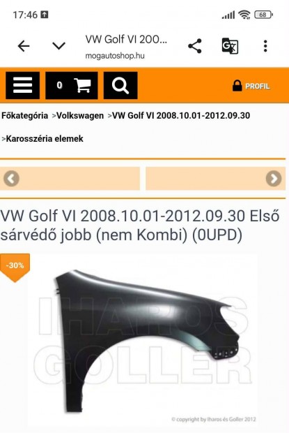 Golf 6 s�rv�d�k