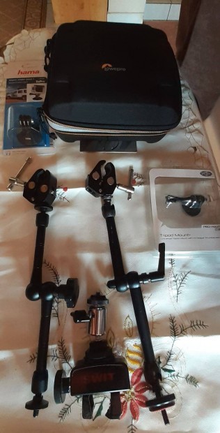Gopro tárolódoboz, magic arm, satus gömbfej, mágneses tappancs