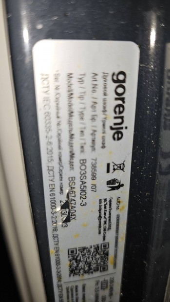 Gorenje beépíthető gőzfunkciós hőlégkeverős sütő