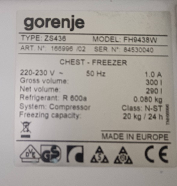 Gorenje fagyasztlda 290l