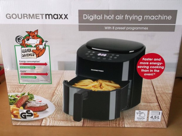 Gourmetmaxx AF9001TH-GS forrólevegős sütő fritőz 4,5L-es Új