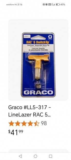 Graco Rac 5 Switch Tip festk szr kapcsol hegy