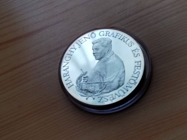 Grafikus és Festőművész Haranghy Jenő ezüstözött emlékérem
