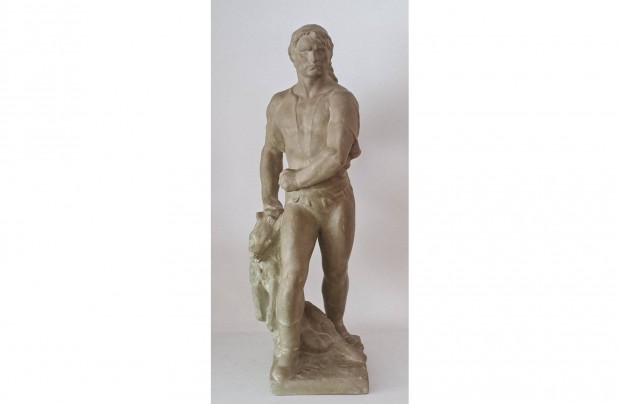 Grantner Jen: Toldi a farkassal - terrakotta szobor, 36 cm