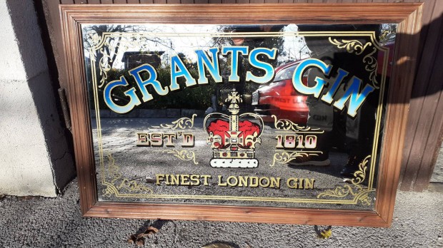 Grants Gin retro pab bár presszó ital reklám tükör 100 x 60 cm