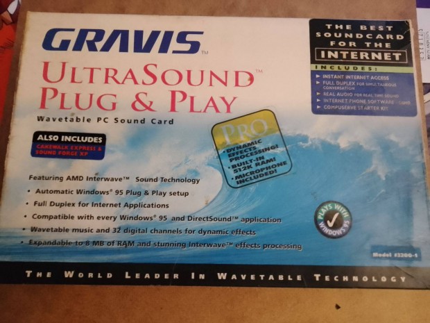 Gravis Ultrasound Plug & Play (eredeti) ritka hangkrtya + 2X4 MB9 bit