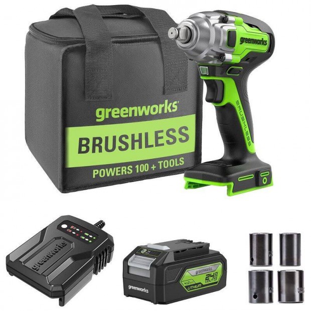 Greenworks GD24ID3 24V akkus tvecsavaroz, 4Ah akkumultorral