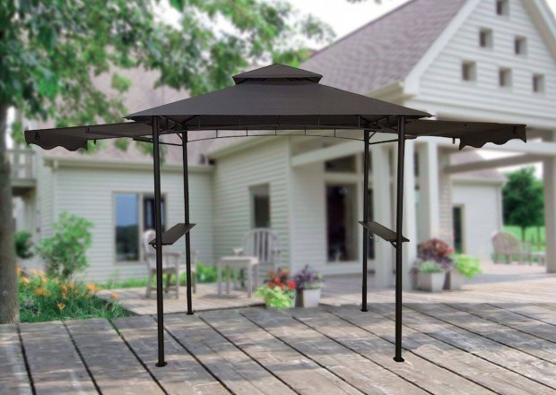 Grillező Pavilon Kb. 2,5 x 1,5 m Pavilon Sátor Grillezéshez Antracitsz