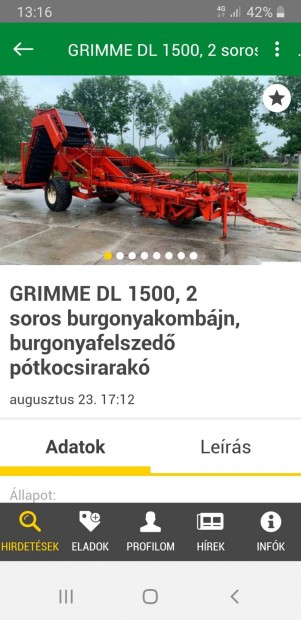 Grimme DL-1500 burgonyakombjn