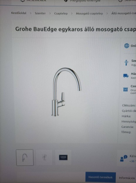 Grohe Bauedge egykaros ll mosogat csaptelep, "C" kifolys