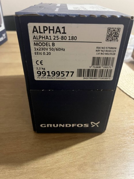 Grundfos Alpha 1 25-80 180 keringet szivatty, 6/4"