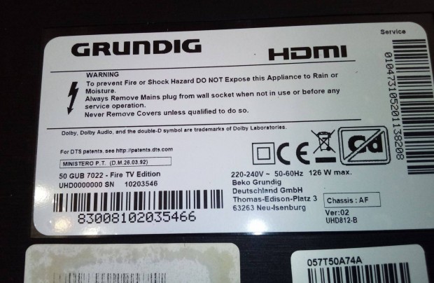 Grundig 50GUB7022 UHD Smart Tv hibs