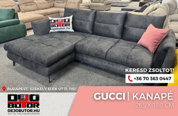 Gucci sarok kanap� �l�garnit�ra rug�s 265x160 cm fekete �gyazhat�