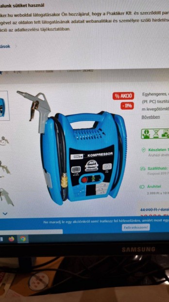 Güde egy hengeres, olajmentes mini táskakompresszor, garanciával