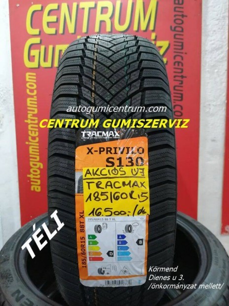 Gumibolt s szerviz. -185/60r15 tli gumi jak -Tracmax X-Privilo S130