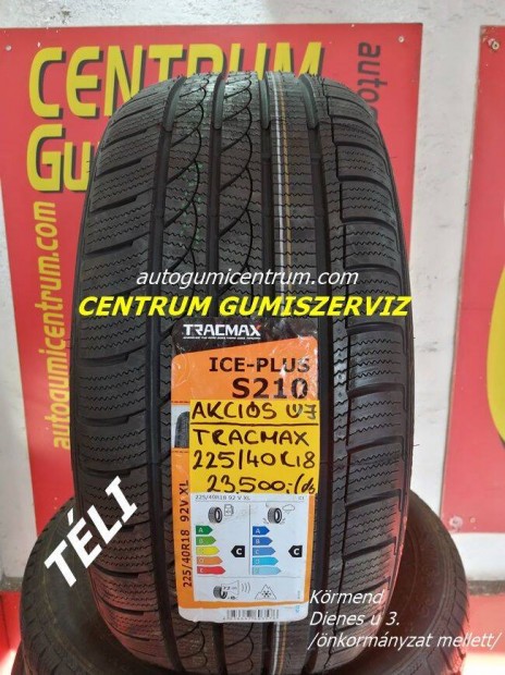 Gumibolt s szerviz. -225/40r18 tli gumi jak -Tracmax ice plusz s210