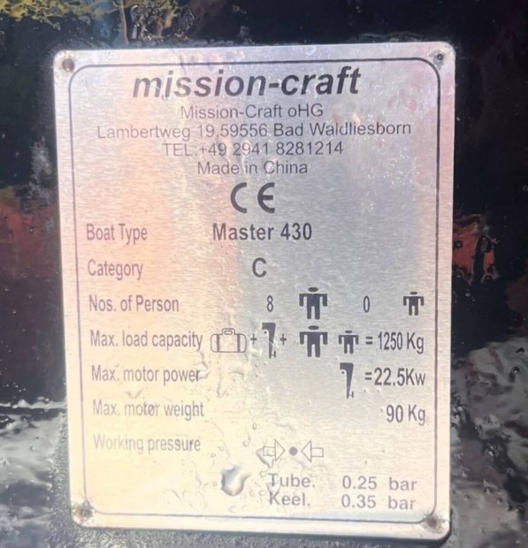 Gumicsónak Horgászcsónak Mission-Craft Master 430 RTB 1