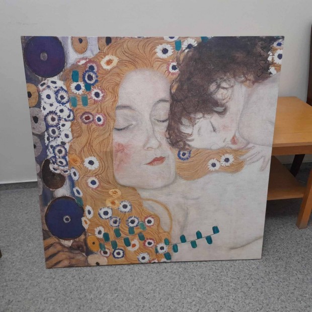 Gustav Klimt: Anya s gyermeke - nyomat vszonra 90x90 cm - jszer