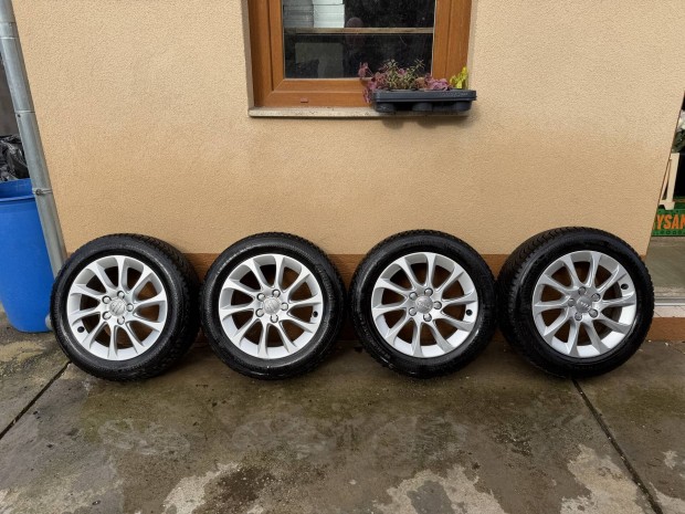Gyári Audi 5x112 alufelni, 205/55/16-os Continental teli gumikkal