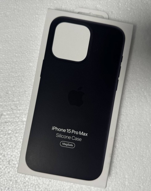 Gyári Bontatlan Apple iphone 15 Pro Max Fekete Magsafe Szilikon tok. 