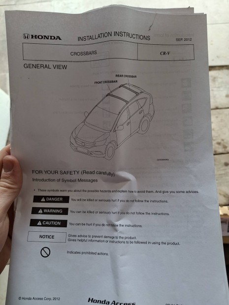 Gyri Honda Cr-V kereszttart (Crossbar)