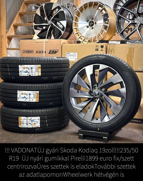 Gyári új skoda 19 zoll alufelnik Új nyári gumikkal Pirelli