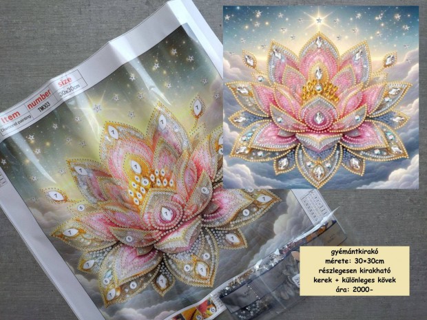 Gyémántkirakó 30×30cm részleges lótusz