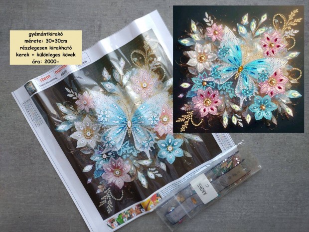Gyémántkirakó 30×30cm részleges pillangó
