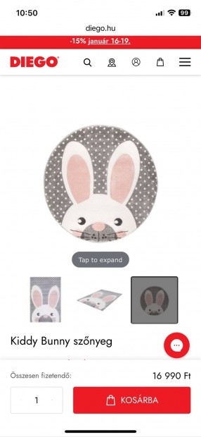 Gyerek Kiddy Bunny Diego szőnyeg
