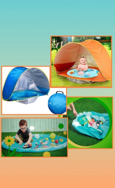 Gyerek homokozó medence sátor + baba gyermek játszó szőnyeg