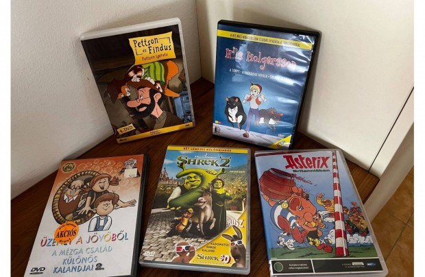 Gyerek mese DVD Asterix Shrek Pettson s Findusz Mzga csald