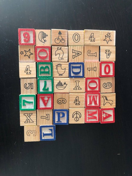Gyerekeknek fejleszt� fa kocka (k�p, bet� sz�m) elad�