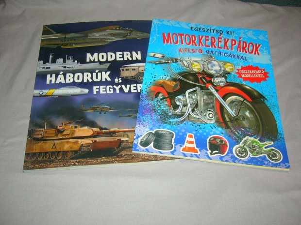 Gyerekkönyv - Motorkerékpárok, Modern fegyverek 2 db