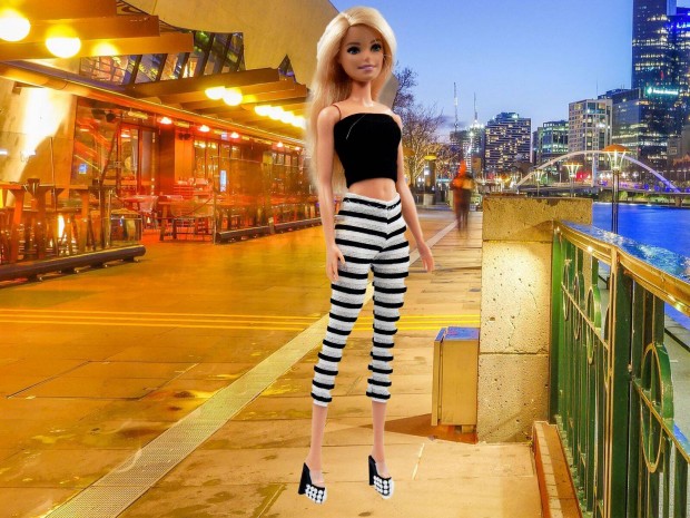 Gyereknap Szrke-fekete cskos leggings barbie babkhoz, j, GLS 1290