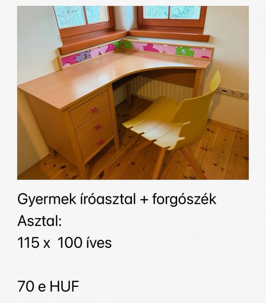 Gyermekiroasztal forgoszekkel