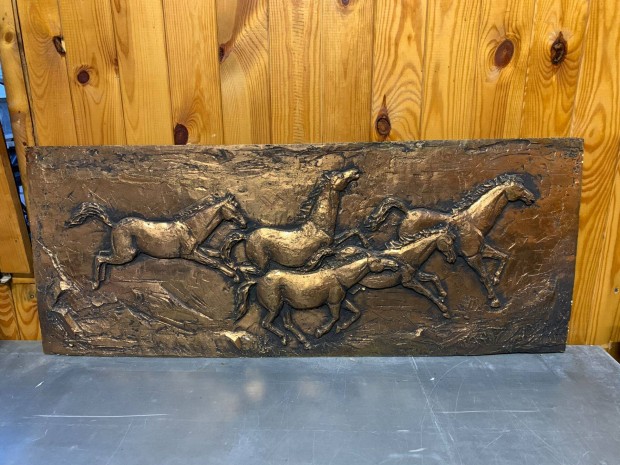 Gyönyörű Bronz Lovas Fali Kép 40 x 100 cm
