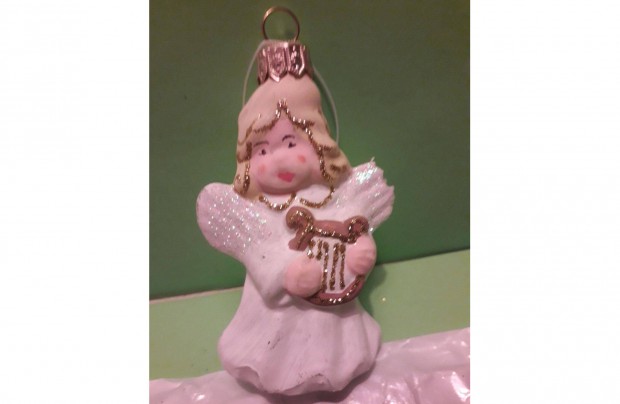 Gyönyörű extra üveg figurális angyalk karácsonyfadísz hibátlan kézimun