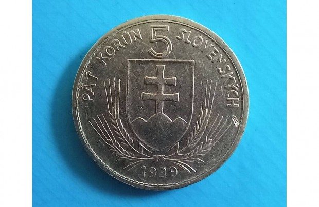 Gyűjtőknek 1939-es Szlovákia 5 Korona pénzérme eladó
