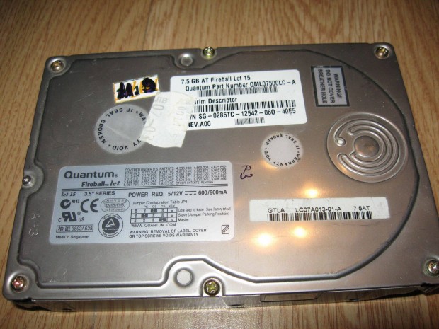 Gyjtknek Quantum Fireball 7.5GB Lct 15 IDE PATA Winchester HDD Merev