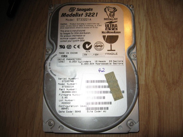 Gyjtknek Seagate Medalist 3221 3GB IDE PATA Winchester HDD Merevleme