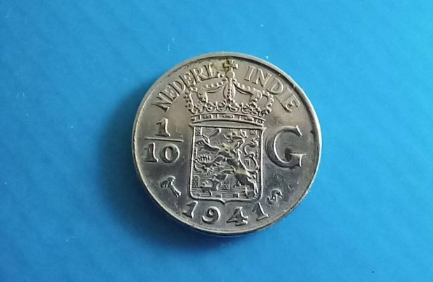 Gyjtknek ezst 1941-s Holland Kelet-India 1/10 Gulden pnzrme elad