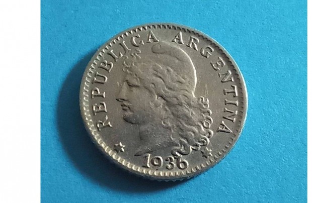 Gyjtknek szp 1936-os Argentna 5 Centavos pnzrme elad