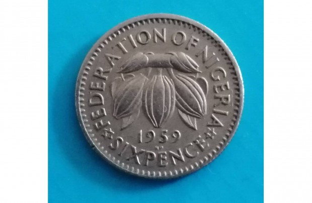 Gyjtknek szp 1959-es Nigria 6 Pence pnzrme elad