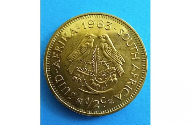 Gyjtknek szp 1963-as Dl-Afrika 1/2 Cent tkrveret pnzrme elad