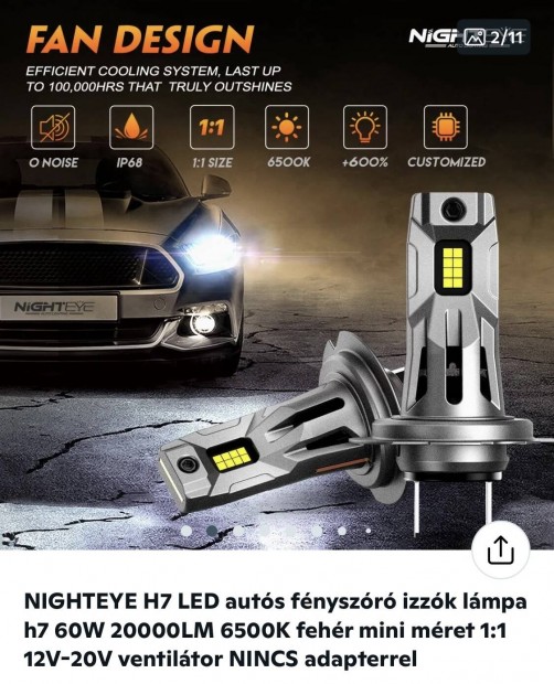 H7 led canbus 6500k 20,000lumenes