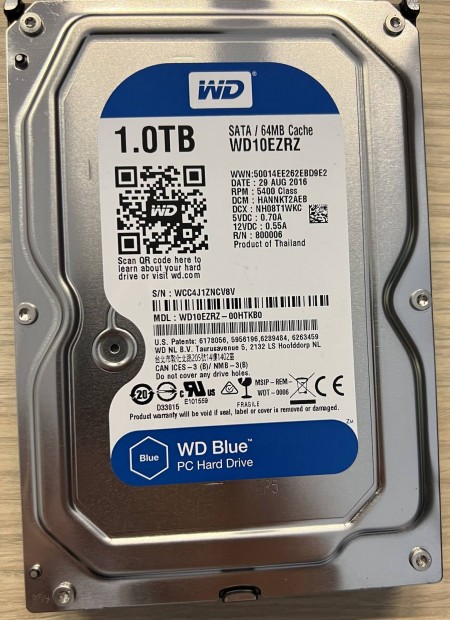 HDD 1T WD blue - merevlemez winchester -100% kondci