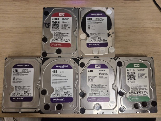 HDD vsr!!! 4TB WD purple, red, green HDD-k, mind 100/100%