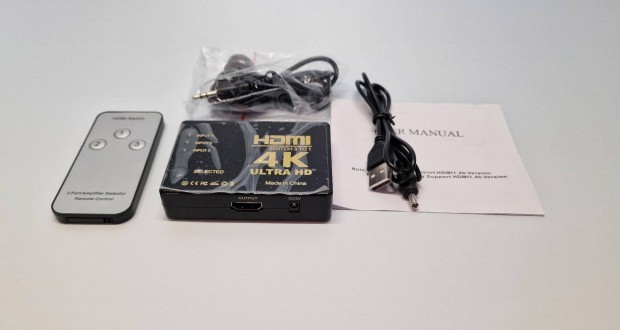 HDMI HUB 4K eloszt tvirnyts 3 bemeneti s 1 kimeneti portos
