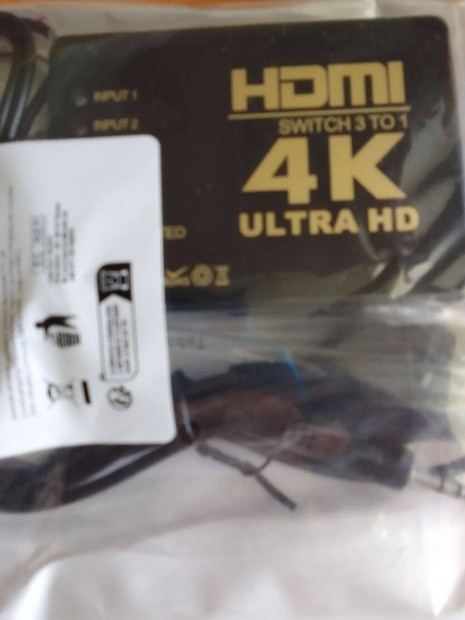 HDMI switch, eloszt 4K ultra HD / 3 db csatlakozval, tvirnytva