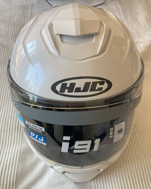 HJC i91 Pearl White felnyitható bukósisak + SMART HJC 11B kommunikáció